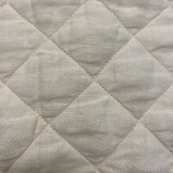 Pottery Barn Belgian Flax Linen Diamond Quilted Euro Shams - Classic Ivory - Picture 6 of 14